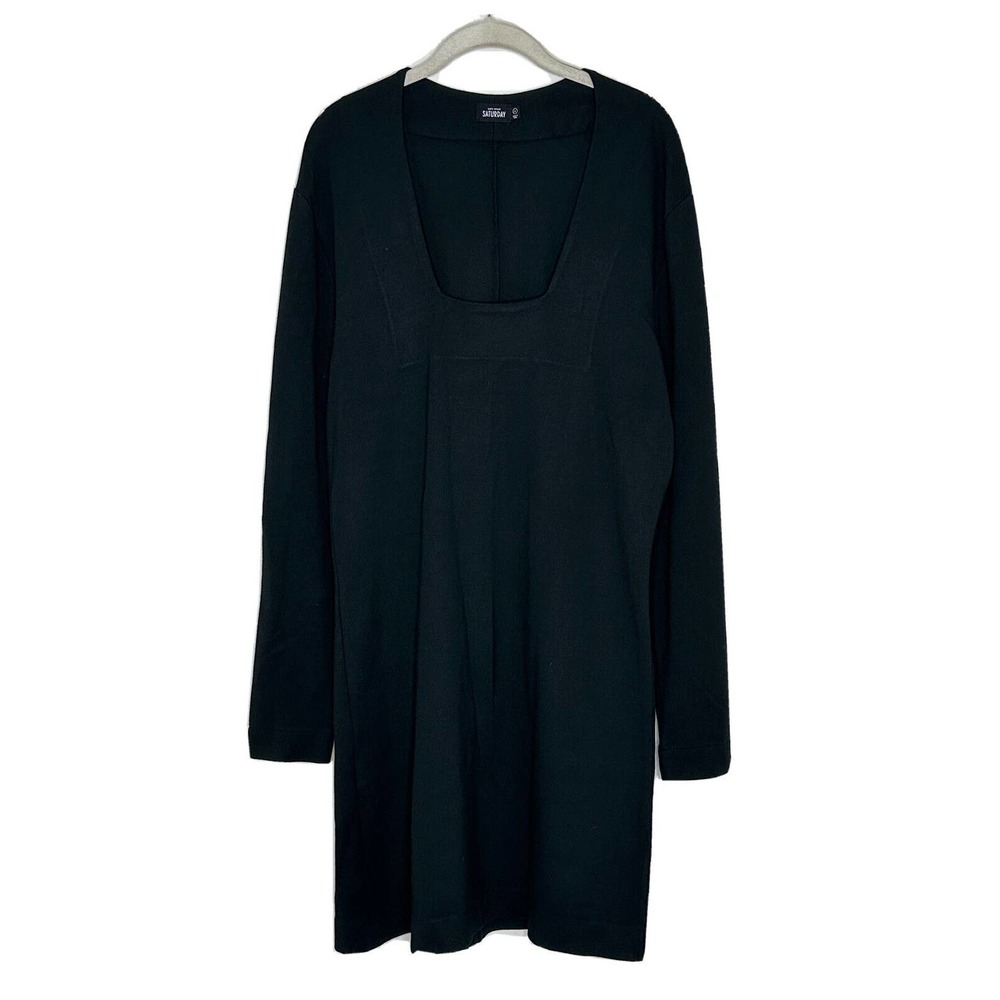 Kate Spade Saturday Women’s Ponte Black Long Sleeve Square Neck Dress Sz L